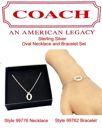 COACH Set Collana Ciondolo Ciondolo Ovale Argento Sterling 925 Vintage Ovale