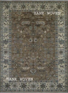 Handmade 9x12ft Exquisite Brown/Ivory Transitional Oushak Rug | Customizable Rug - Picture 1 of 8