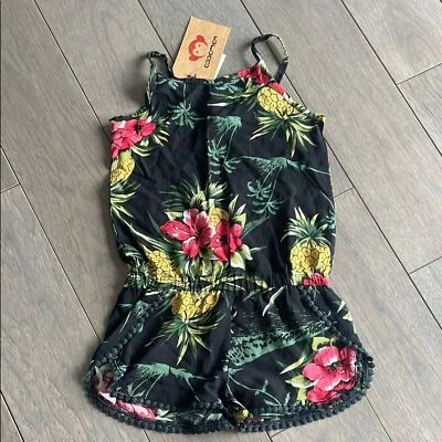 Детский комбинезон Appaman для девочек черный без рукавов с ананасом на шнурке Novia размер 5 - Изображение 1 из 4