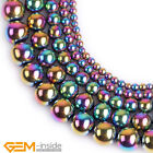 Rainbow Metallic Coated Reflections Hematite Round Spacer Beads 15"Bulk 2mm-12mm