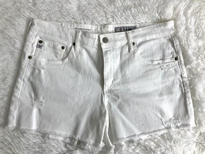 AG Adriano Goldschmied White Demin Boyfriend Hailey Cut Off Shorts Size 31R - Picture 1 of 9