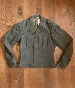 US Army Jacket 34R Vintage Small Wool Field OD Enlisted Coat Heavy Authentic - Picture 1 of 21