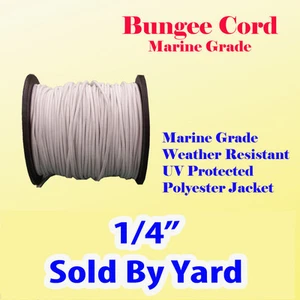 1/4" x  Sold By Yards Premium Marine Grade Bungee Shock Stretch Cord UV White - Picture 1 of 2