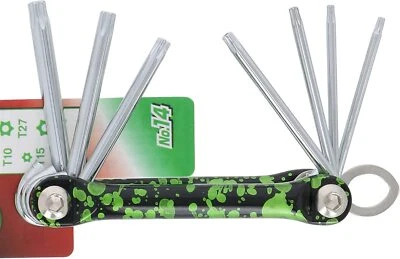 GISUKE Folding Torx Wrench 7-pc T8/T10/T15/T20/T25/ T27/T30 Mirror Polish - Image 1 of 4