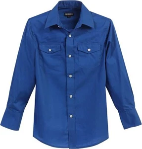 Boys Western Shirt Long Sleeve Solid Pearl Snaps Size 4-18 New - Picture 1 of 13