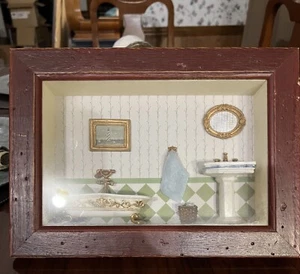 Shadow Box 8X10 Decor Early American Miniature Bathroom. Vintage. Rare Victorian - Picture 1 of 5