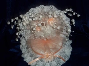 Plastic Coral Lace & Pearls Wedding, Anniversary or Party Cake Topper - Picture 1 of 4