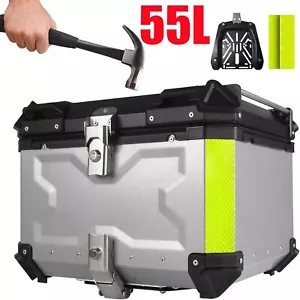 55 Liter Motorrad Alu Top Case BOX XB55 Aluminium Alloy Siber+Unteres Rack - Bild 1 von 9