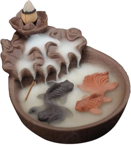 Ceramic Incense Burner Backflow Smoke Waterfall Censer Decor Gift 10X Cones New - Picture 1 of 6