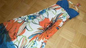 wow luftiges Sommer Kleid bodenlang bunt orange trükis.. 38 M Neckholder neu - Bild 1 von 5