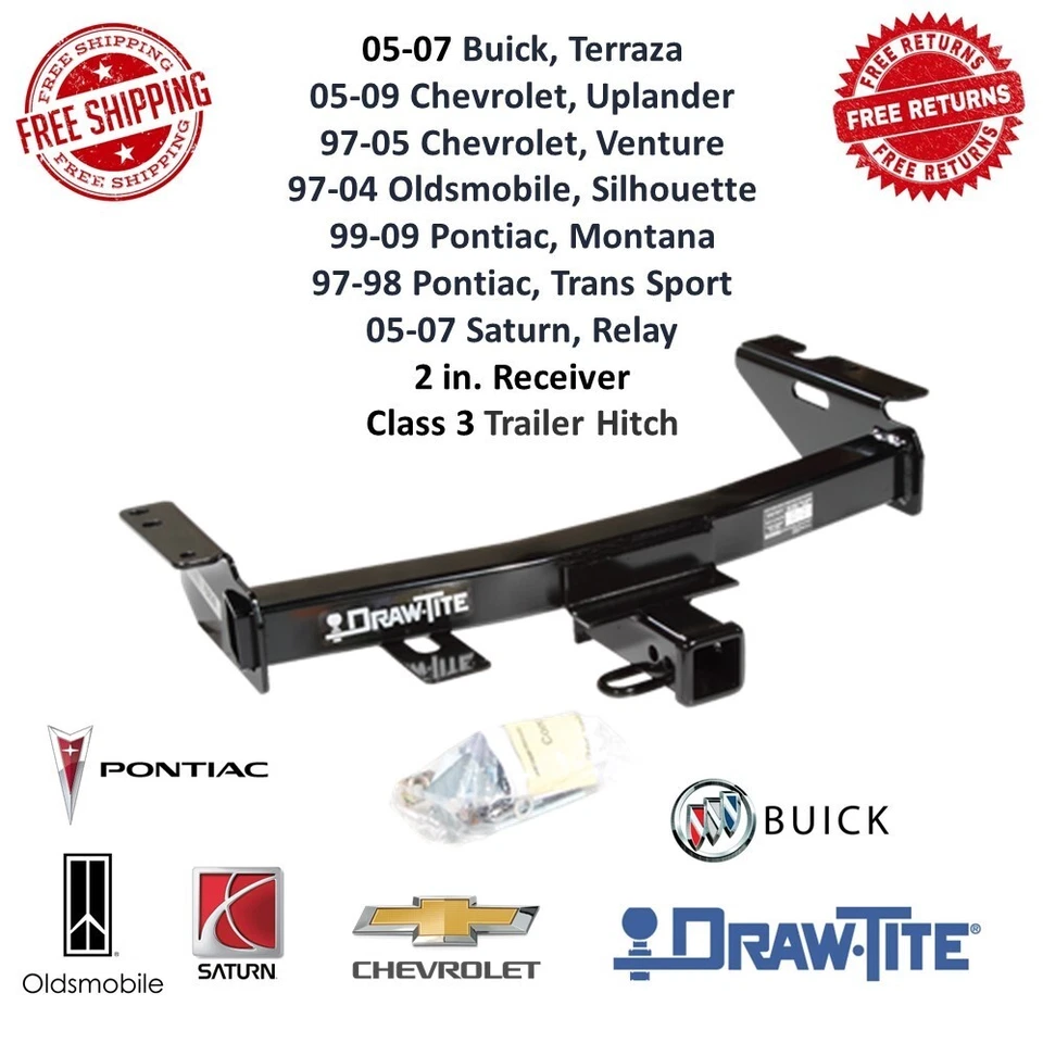 Receptor de enganche de remolque Draw-Tite 75278 clase III 2" para Buick, Chevy, Oldsmobile Foto 1 de 4