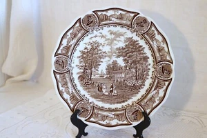J&G MEAKIN AMERICANA IRONSTONE ENGLAND BROWN 10 5/8" Dinner Plates Set of 2 - Picture 1 of 3