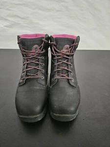 Womens Brahma Boots Black/Pink High Top Size 7.5 Slip Resistant Sole Steel Toe - Picture 1 of 12