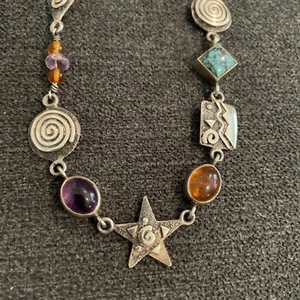 ATEMBERAUBENDE 925 STERLING UND MEHRFARBIGE EDELSTEIN PERLENKETTE 23 GRAMM - Bild 1 von 16