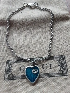 Authentic GUCCI Bracelet logo gg silver heart - Picture 1 of 10