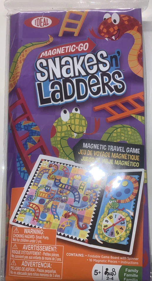 Ideal Games: Snakes n' Ladders, magnetic board travel game, 5+, 2-4players, new - Image 1 of 1