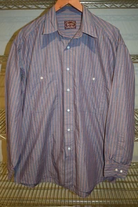 Hugo Boss vtg Striped Hong Kong Made Button Up Shirt 100% Cotton Medium Baggy - Picture 1 of 4