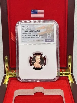 2025-S 1C Early Releases PF69 RD Ultra Cameo NGC Donald Trump! 45th&47th🇺🇸💯✨ - Image 1 of 4