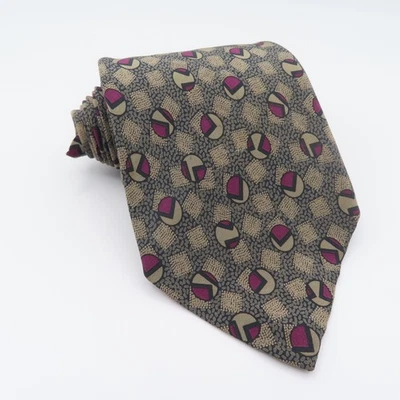 Corbata Lanvin Seda Hombre Gris Rojo Cuadros 3.5" 57" Largo Italia Foto 1 de 4