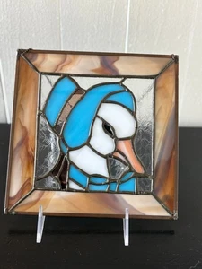 Vintage Buntglas Gänse Sonnenfänger blau Landhaus Kern 7,5"x7,5" Handarbeit - Bild 1 von 5