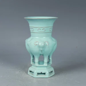 Song Dynasty Ru Ware Imperial Three-Goat Zun-Chinese Ceramic Vase Incense Burner - Picture 1 of 11