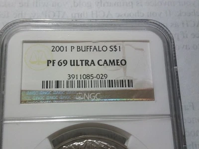 2001-P Buffalo Silver Dollar Commemorative NGC PF-69 Ultra Cameo - Image 1 of 3