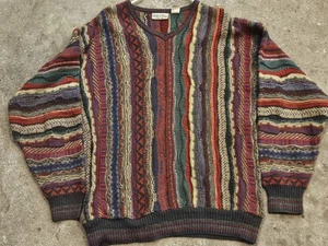 Large Coogi Style Sweater Cable Knit Sweater Giorgio Di Firenze Vintage - Picture 1 of 5