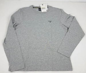 Barbour Men's Sheldon Long-Sleeve Sleep T-Shirt in Lt Grey Marl-Small - Picture 1 of 4