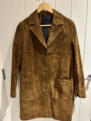 Brand new  ZARA REAL SUEDE LEATHER LONG JACKET whisky camel brown SIZE S - Image 1 of 4
