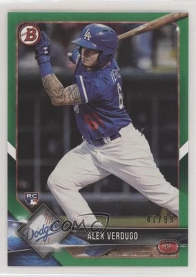 2018 Bowman Green /99 Alex Verdugo #72 Rookie RC - Image 1 of 2