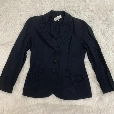 casual corner navy embellished blazer jacket size 8 - Image 1 of 4