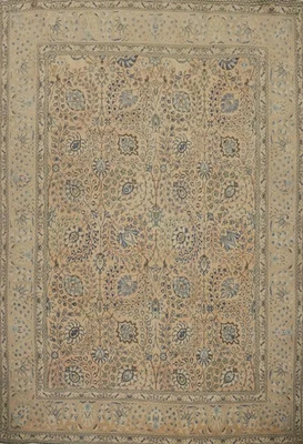 Vintage Floral Traditional Area Rug 10x12 Ft Hand-Knotted Oriental Wool Carpet - Image 1 of 4