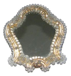Antik Vintage Seguso italienischer venezianischer Murano Glas Schminktischplatte Kosmetikspiegel - Bild 1 von 10