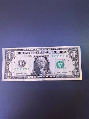 Binary Radar $1 bill 17111171 Serial Number! Very Rare Make Offer - Image 1 of 2