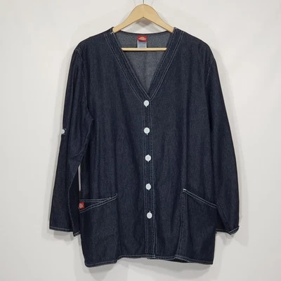 Dickies Blue Cotton Leightweight Denim Button down Smock Jacket Women's Large - Image 1 of 4