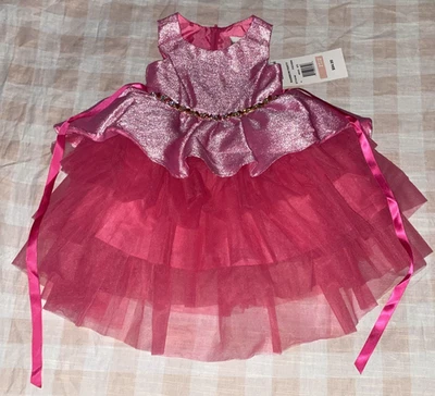 Vestido de Tul Fiesta Cintura Joya Rosa Metálico Bebé Niña Ediciones Raras Talla 2T NUEVO Foto 1 de 4