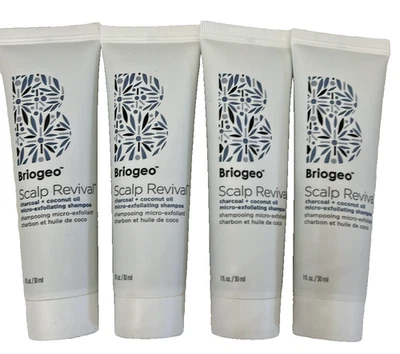 BRIOGEO Scalp Revival Charcoal + Coconut Oil Micro Exfoliating Shampoo ~ 1 oz x4 - Image 1 of 4