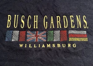 Vintage. BUSH GARDENS BESTICKT WILLIAMSBURG VA VERGNÜGUNGSPARK INT'L FLAGGEN T-SHIRT - Bild 1 von 5