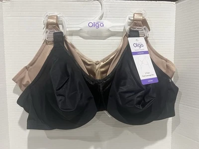 2-Pack OLGA Signature Support Full Coverage Underwire Bra Black/Caramel 42C NWT - Image 1 of 4