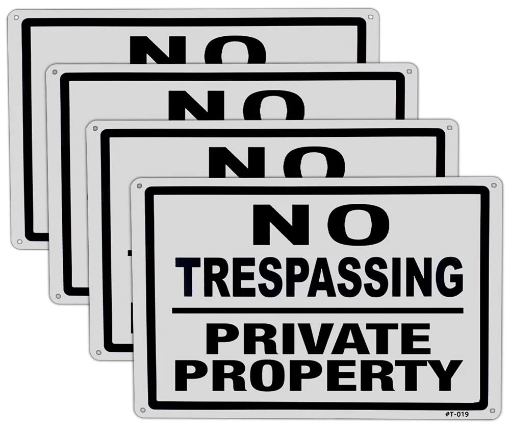 „No Trespassing“ Schild Aus Aluminium – 21,6 X 25,4 Cm, Wetterfest Für Innen & Außen – Klar Lesbar, Ideal Für Privatgrundstück