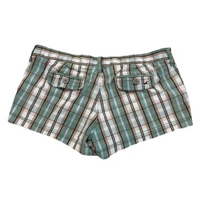 Mini Pantalones Cortos Vintage Y2K Hollister Tiro Bajo Cuadros Elastizados Micro Botín Talla 5 Foto 1 de 3