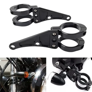 49MM Motorrad Scheinwerfer Halterung Clamp Gabel Rohr Halter Für Harley Schwarz - Picture 1 of 11