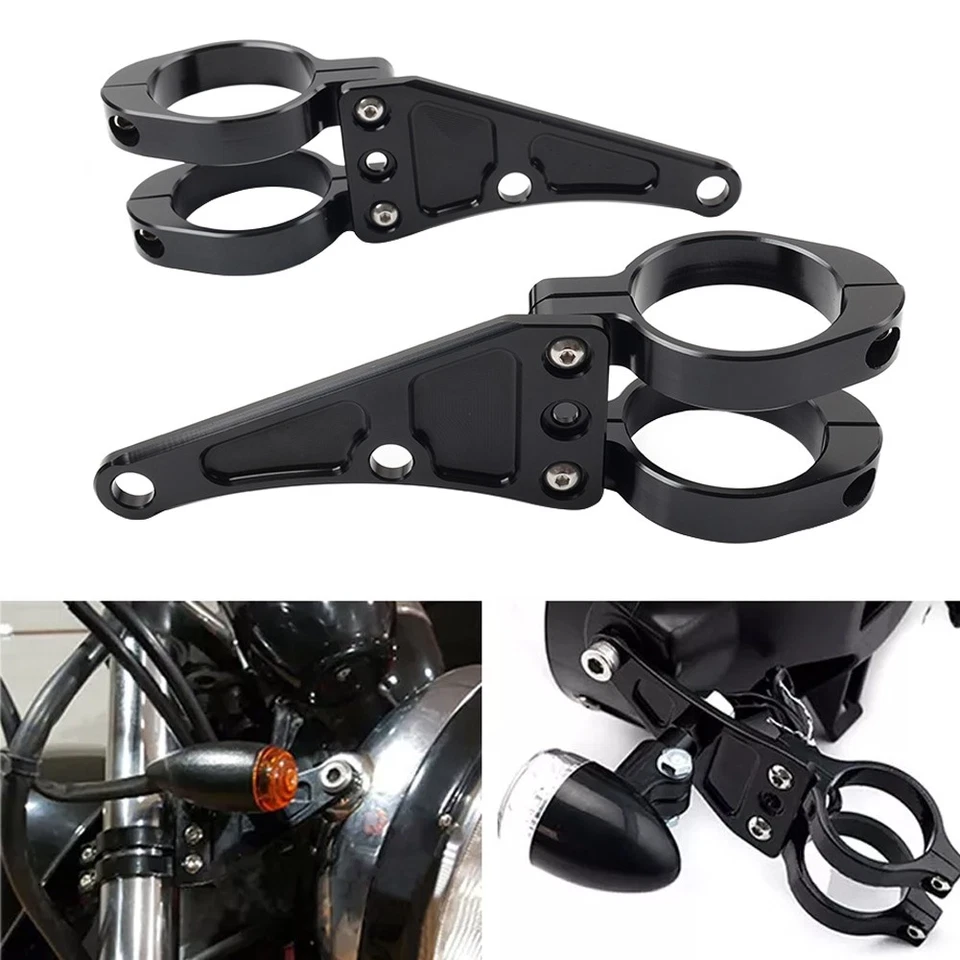 49MM Motorrad Scheinwerfer Halterung Clamp Gabel Rohr Halter Für Harley Schwarz - Image 1 of 4