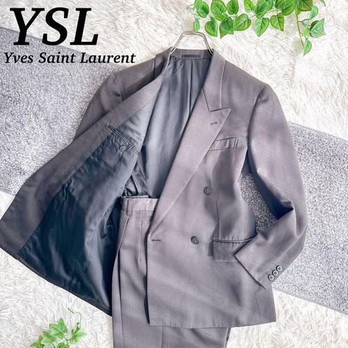SAINT LAURENT (YSL) Set completo doppiopetto Yves Saint Laurent vintage lana grigio antracite anni 80 90