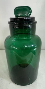 EXTRA LARGE VINTAGE EMERALD GREEN GLASS APOTHECARY JAR, MADE IN ITALY - Picture 1 of 9