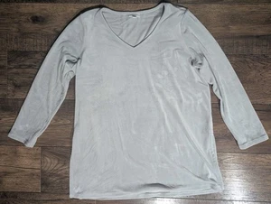 Pullover de terciopelo gris suave Jill Pure Jill para mujer talla grande pequeñas aberturas laterales - Imagen 1 de 14