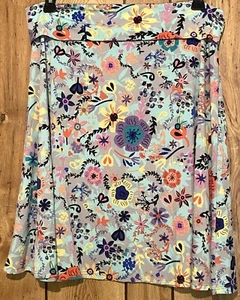 EUC LuLaRoe 2XL AZURE Skirt Blue Floral Multi Pull On Flare Swing Poly Spandex - Picture 1 of 3