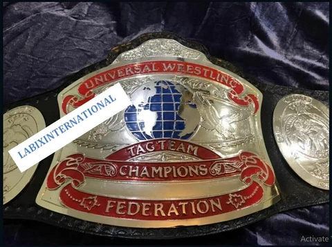 NEW UNIVERSAL WRESTLING TAG TEAM FEDERATION CHAMPIONSHIP Belt 2MM Zinc PLATES Cover