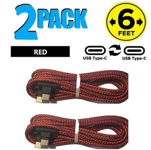 2 Pack USB C USB C Super Fast Charge Cable 90 Degree Nylon Fabric Adapter Cord - Picture 1 of 15