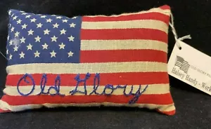 Halsey Handy Patriotic Stitched "Old Glory" Red White Blue Mini Pillow  - Picture 1 of 3